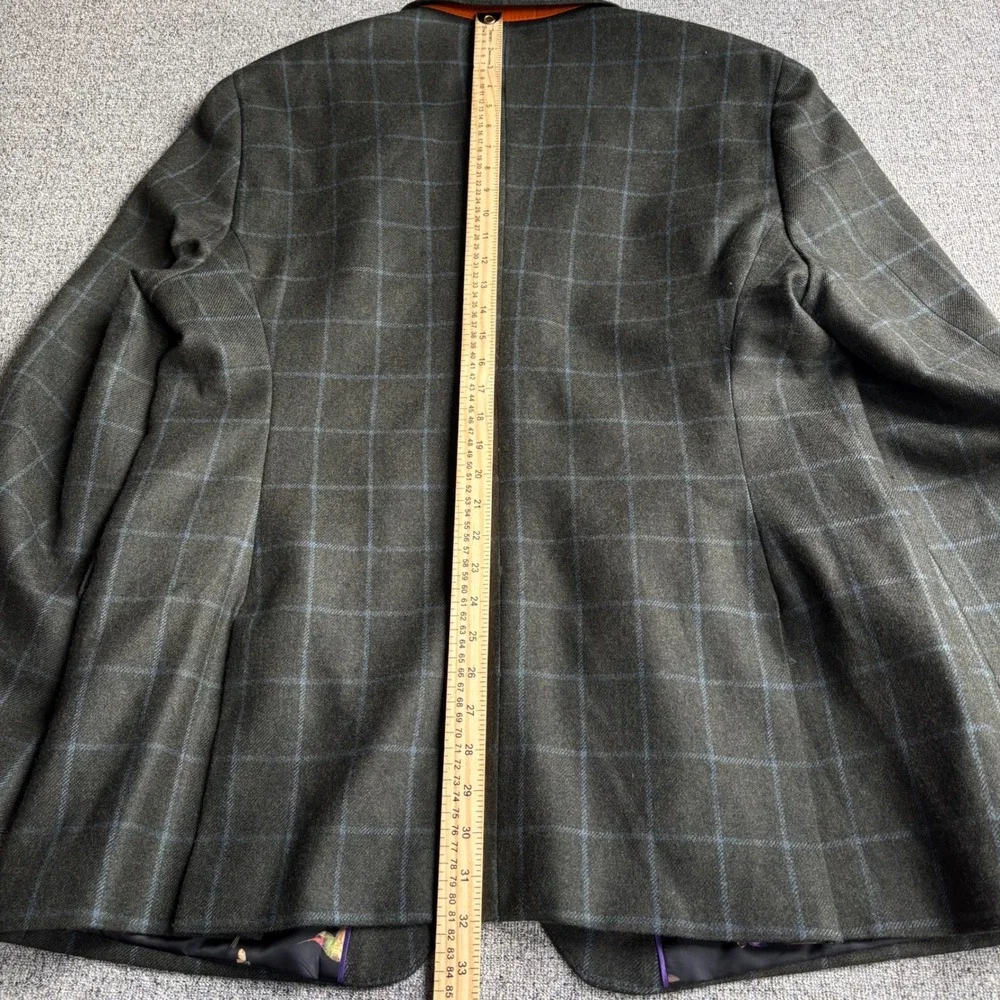 Tallia Sport Coat Mens 50L Wool Windowpane Olive Green Two Button Blazer
